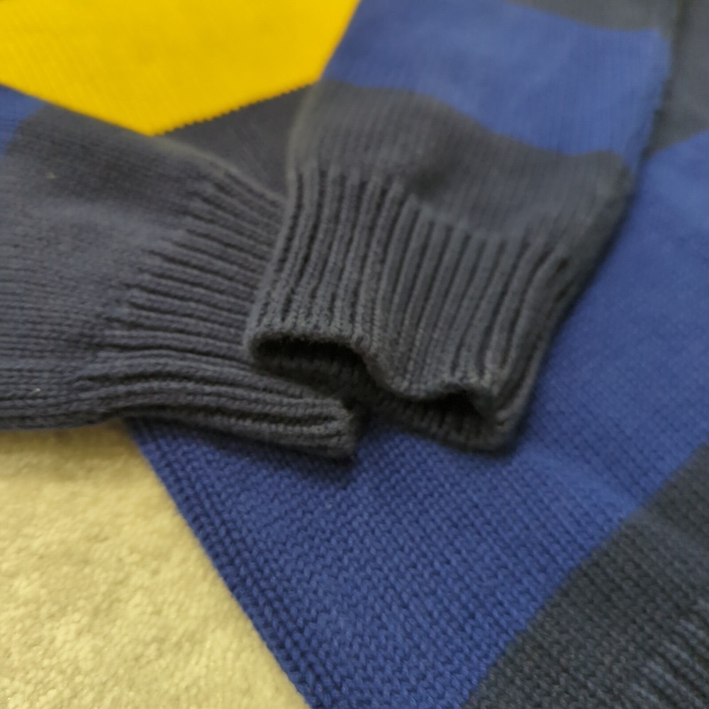 Vintage Polo Ralph Lauren 1/4 Zip Sweater Boys XL Blue Yellow Striped Pony Y2K - Picture 3 of 11